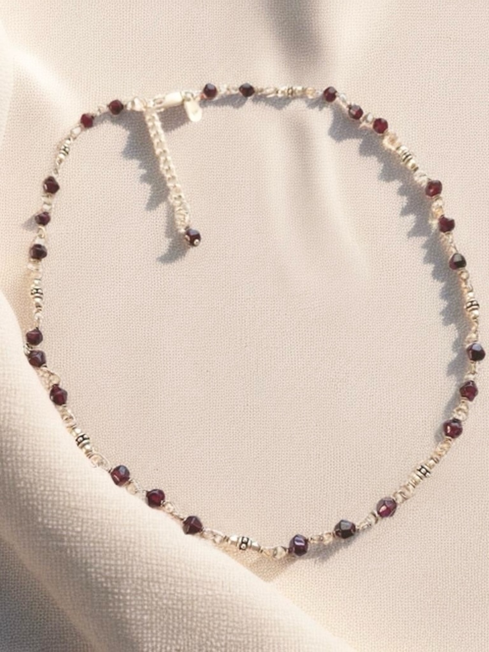 Silpada Sterling and Garnet Bead  Necklace N1053